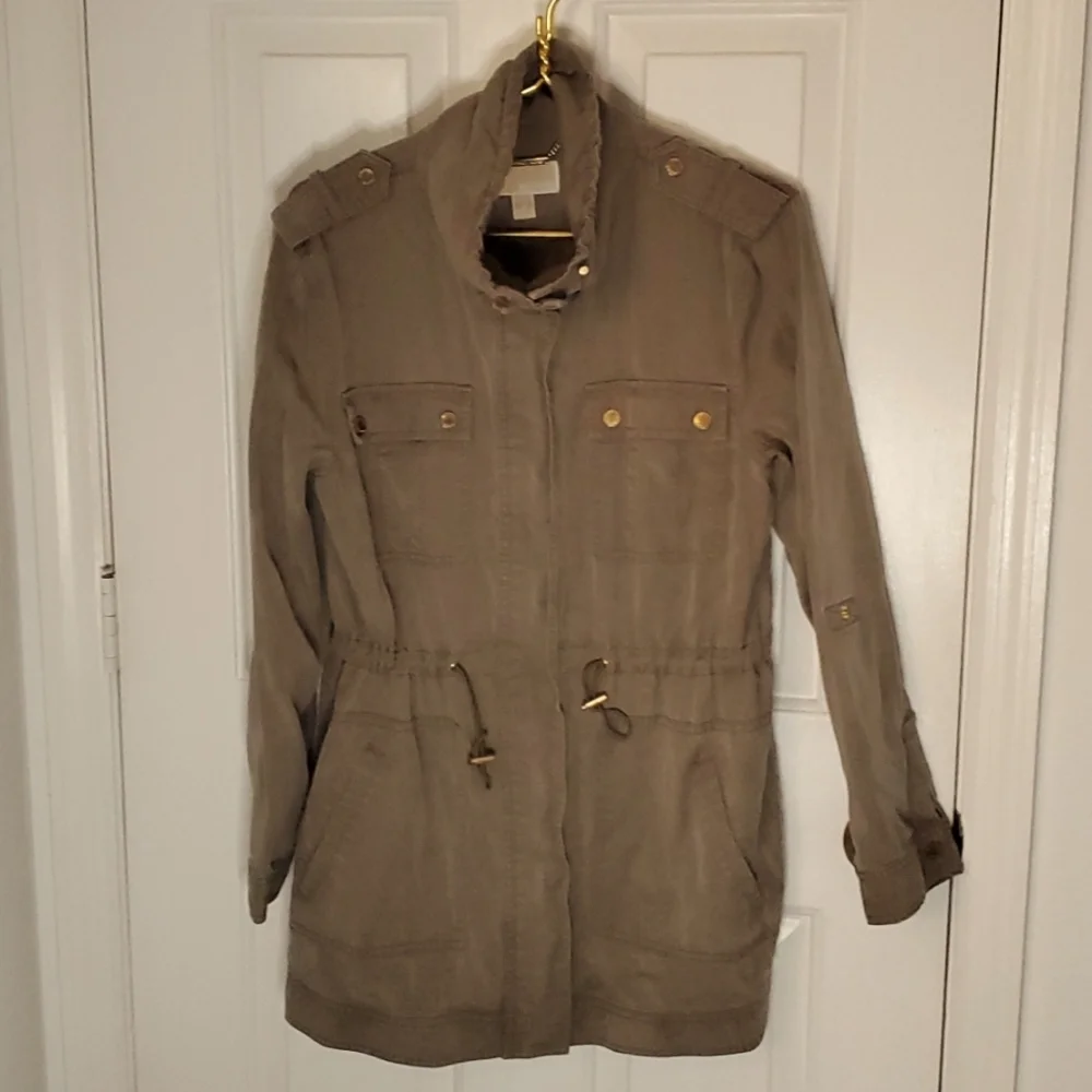 Michael Kors Womens Anorak Utility Zipper & Snap Jacket with Gold Hardware - Picture 2 of 7